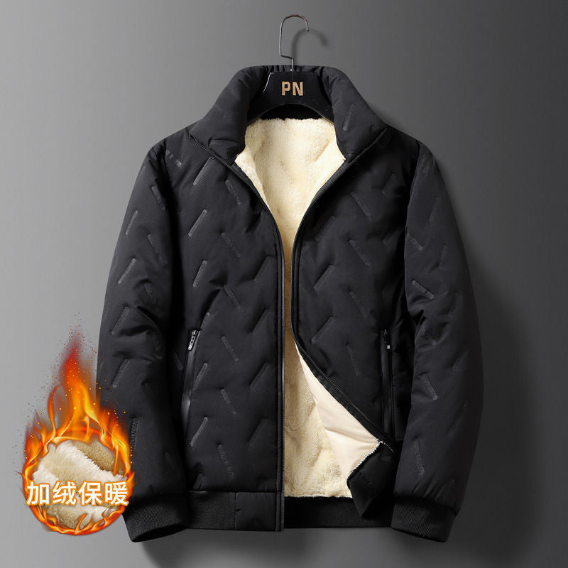 STOCK-Men’s Lambskin Cotton Jacket – Plush Windproof Winter Coat