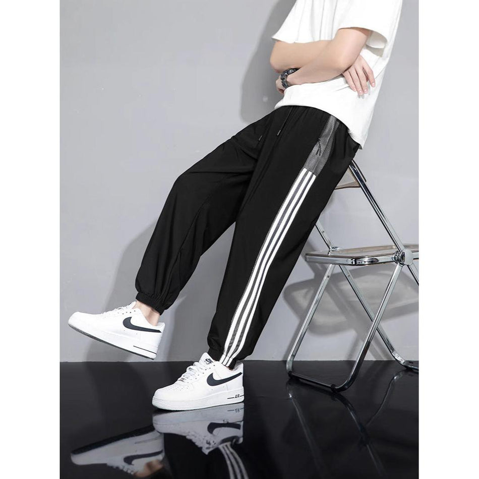 STOCK-Men's Ice Silk Color-Inserted Trousers