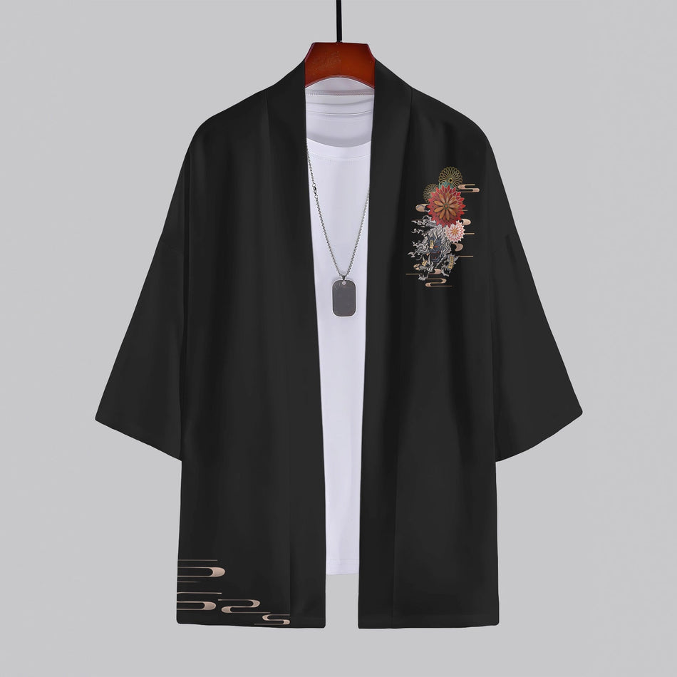 Men’s Retro Ukiyo-e Japanese Kimono Casual Cardigan
