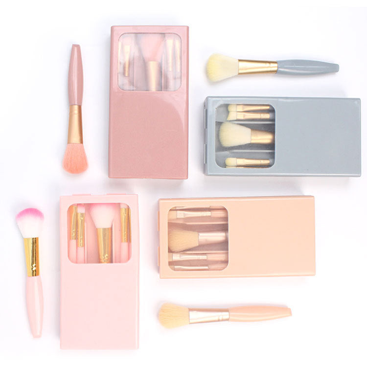 5-Pack Portable Makeup Brush & Mirror Box Set – Multi-Functional