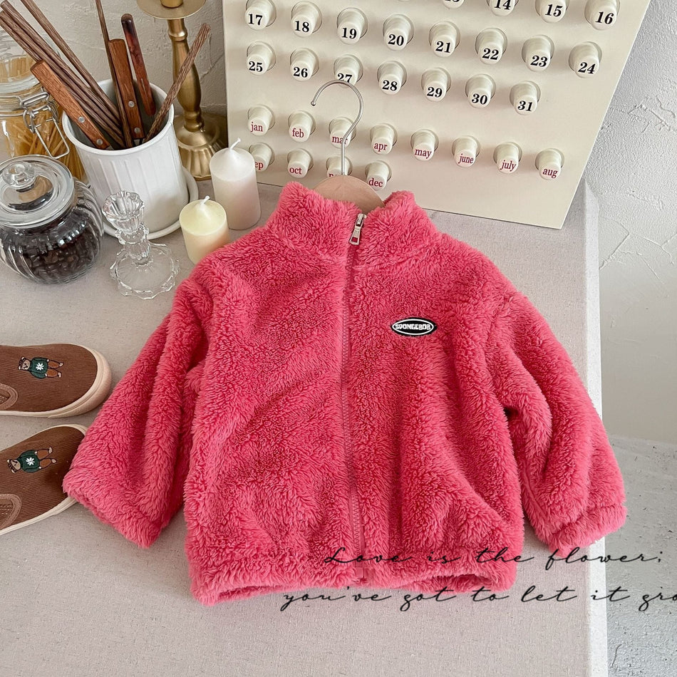STOCK-Children’s Coral Fleece Jacket – Warm Flannel Zip Coat