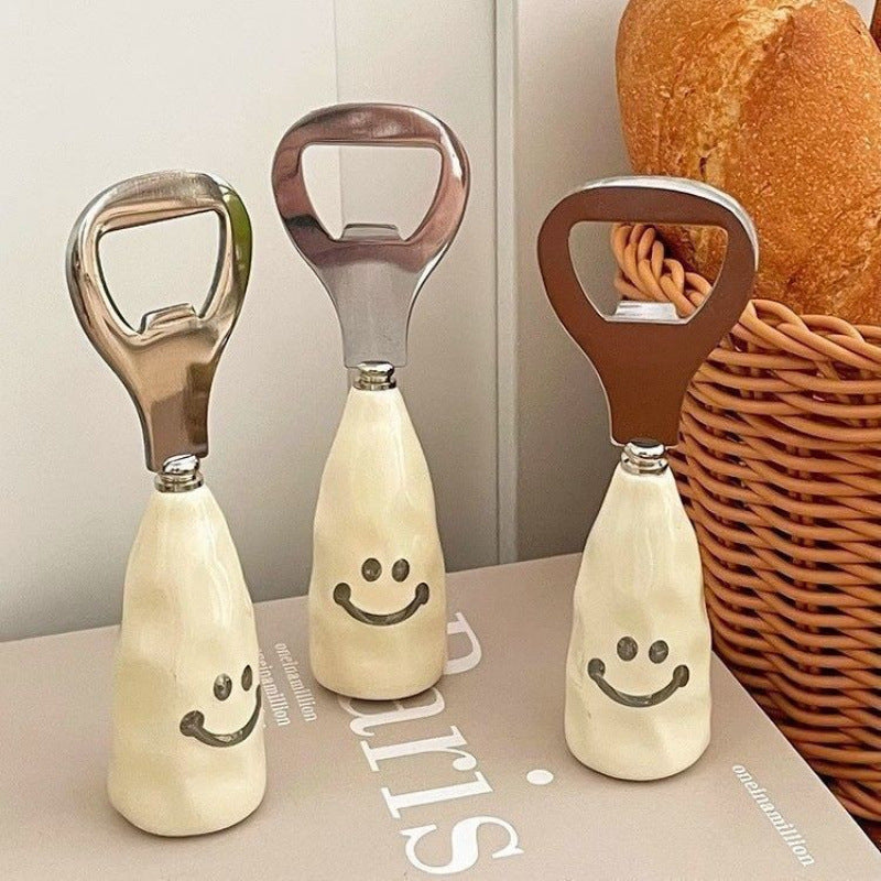 Cute Smiling Face Stainless Steel Bottle Opener - 2 Pc