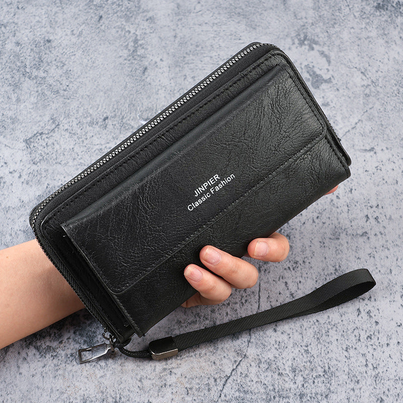 Unisex Business Zipper Clutch Wallet Large Capacity Card Bag