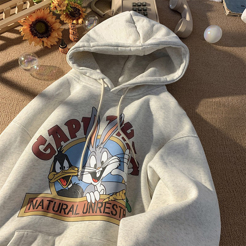 Unisex Hip-Hop Cartoon Hoodie Fleece Jacket