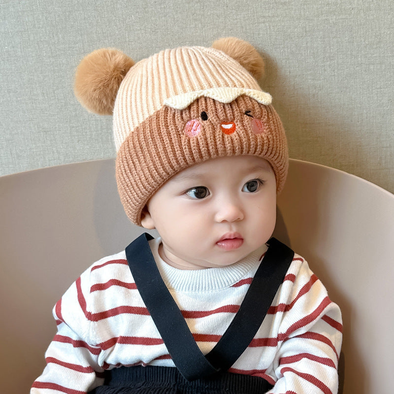 Korean Baby Wool Hat – Thick Knitted Beanie with Ear Protection