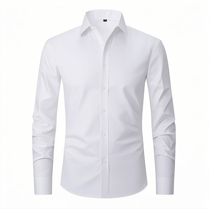 Smt12-01 White Long Sleeves men's casual shirt - button-up design with relaxed comfortable fit