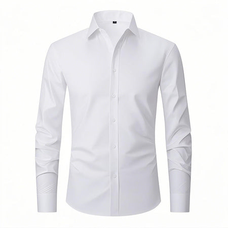 Smt12-01 White Long Sleeves men's casual shirt - button-up design with relaxed comfortable fit