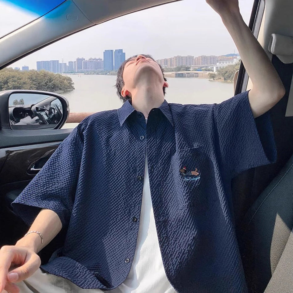 Men’s Seersucker Dachshund Shirt Summer Nepal