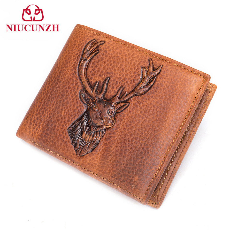 Embossed Crazy Horse Leather Wallet – Retro Money Holder