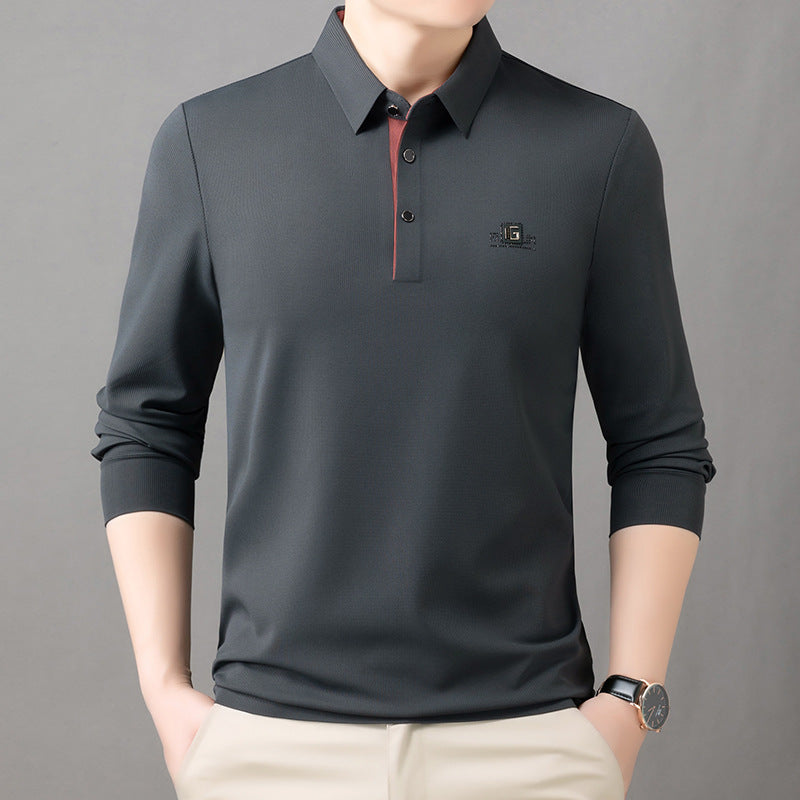 INSTOCK-Ice silk long-sleeved men's Polo T-shirt