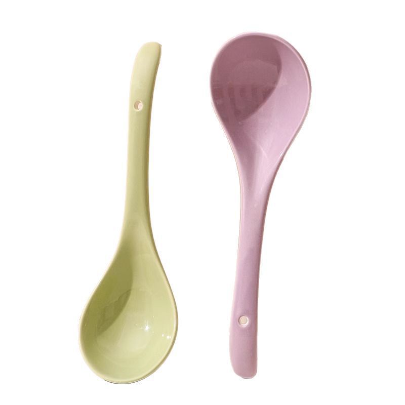 Ceramic Soup Spoon Long Handle Large Porridge Spoon Set