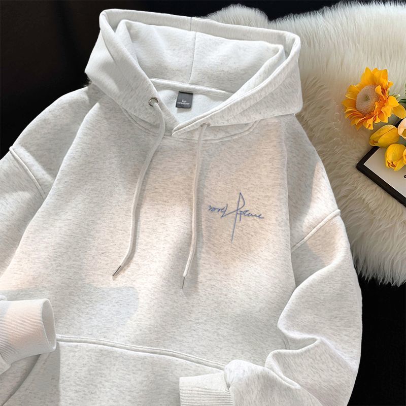 Men’s Fleece Hooded Sweatshirt Gray Autumn Winter