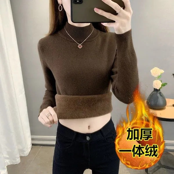 Women’s Thickened Velvet Half-Turtleneck Sweater – 2026