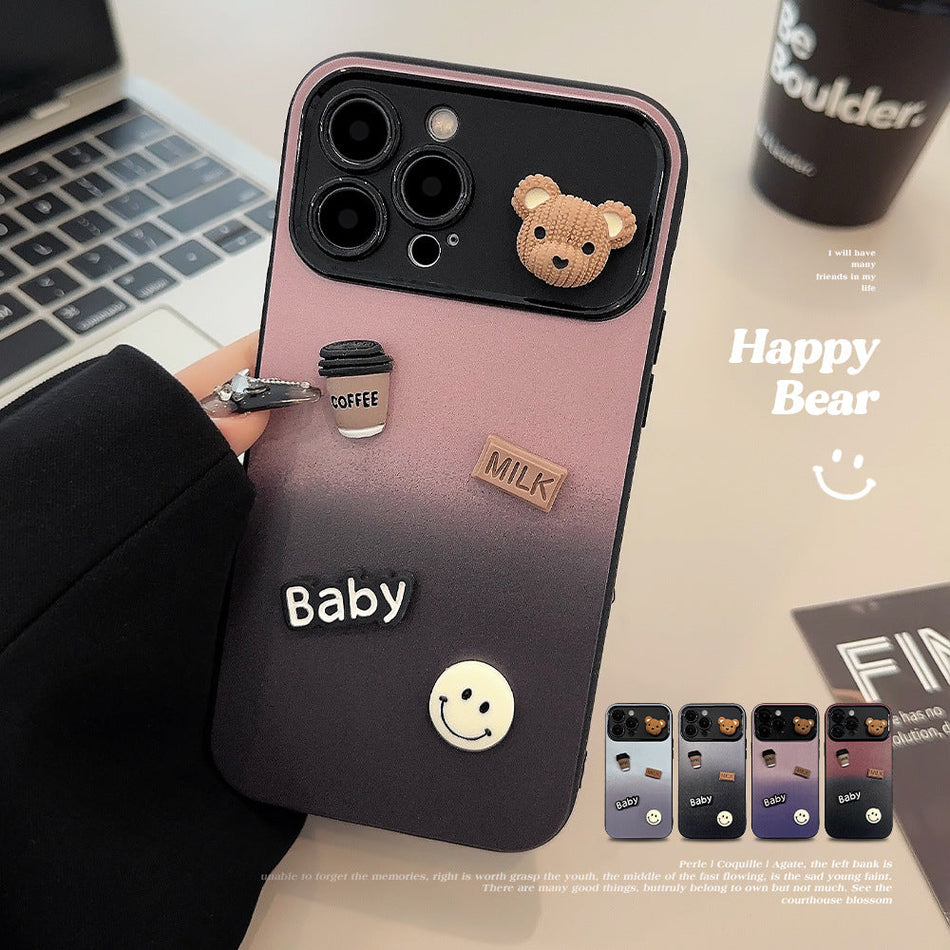 Gradient Color-Block 3D Bear Case for iPhone 17 Pro Max