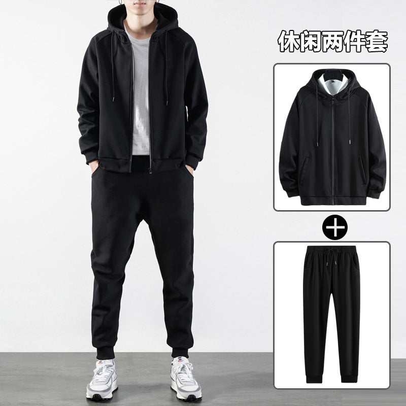 Men's Spring-Autumn Zipper Cardigan Sports Two-Piece Set