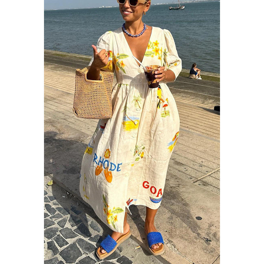 Bubble Sleeve Holiday Dress - Trendy 2026 INS Summer Wear