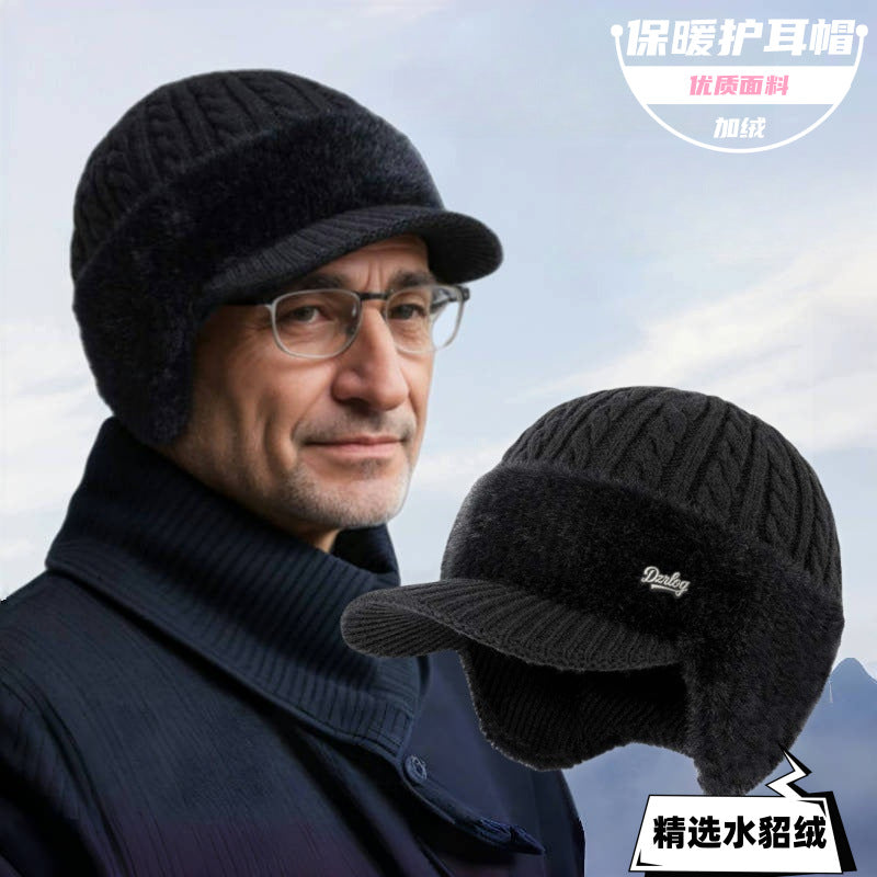 Men’s Winter Fleece-Lined Duckbill Knit Hat Warm Windproof