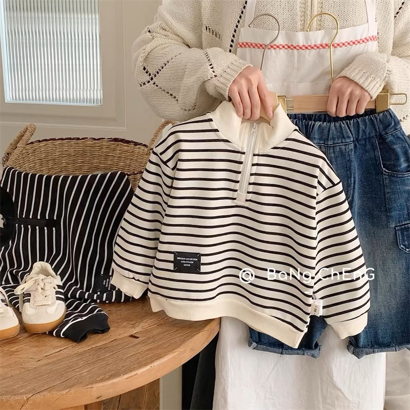 INSTOCK-Kids’ Spring 2025 Striped Zipper Pullover