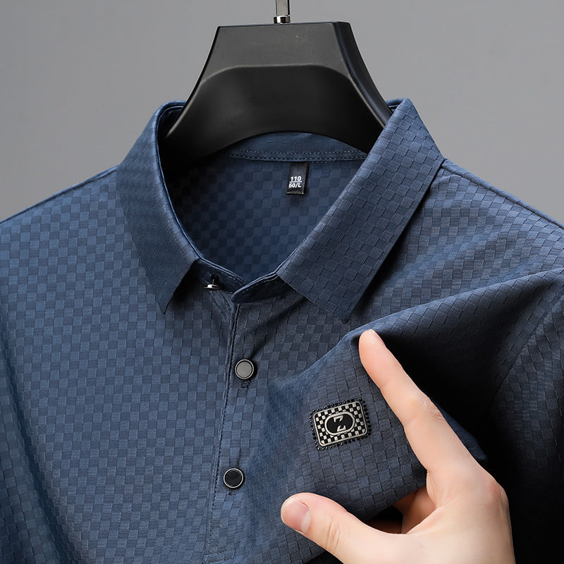 2025 Summer Ice Silk Men’s Collared Polo T-Shirt