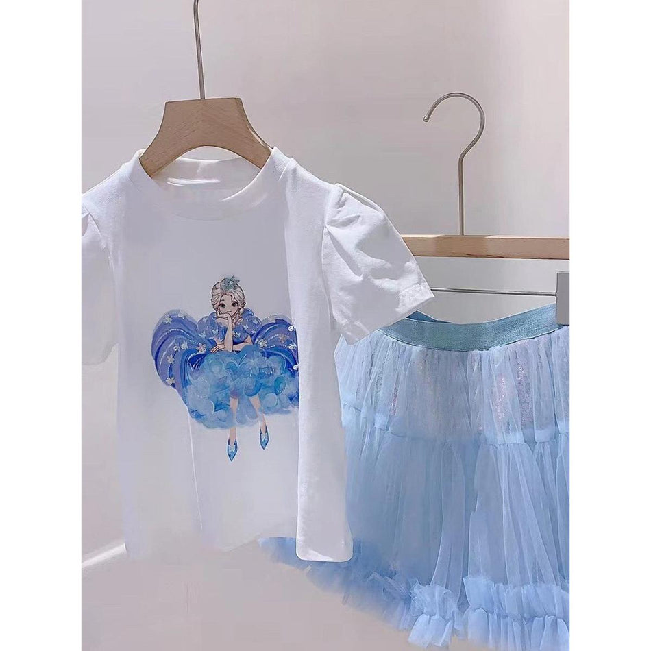 Frozen-Inspired Girls' Summer Set – T-Shirt & Skirt