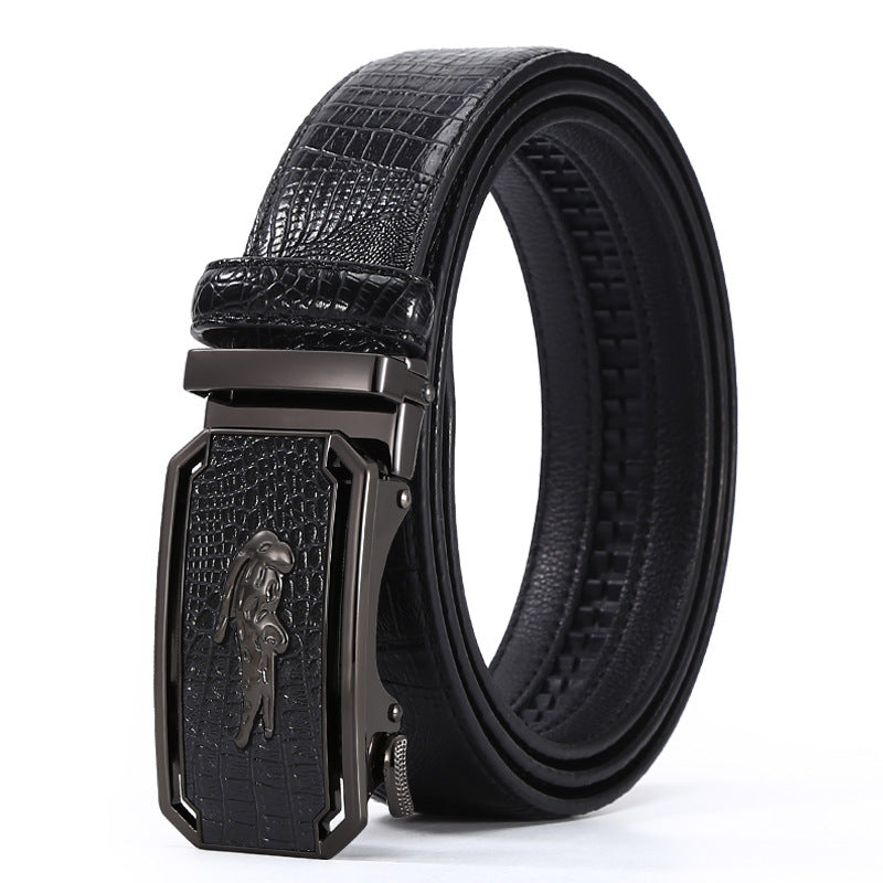Crocodile Pattern Leather Belt – Auto Buckle Business Style