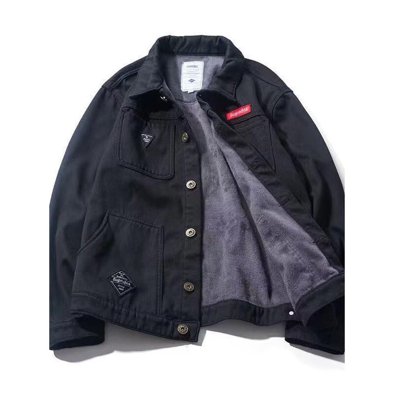 Men’s 2025 Fleece-Lined Denim Jacket – Thick & Loose