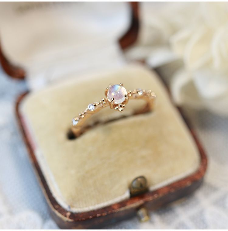 Premium Japanese Light Luxury Inlaid Blue Moonstone Adjustable