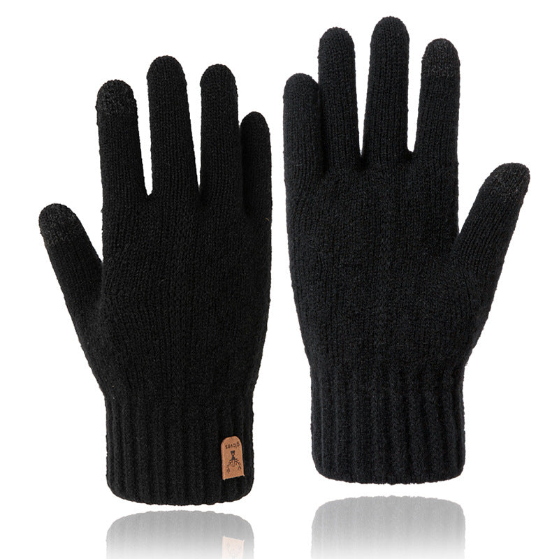 Men’s Winter Touchscreen Wool Gloves Plus Velvet Padded