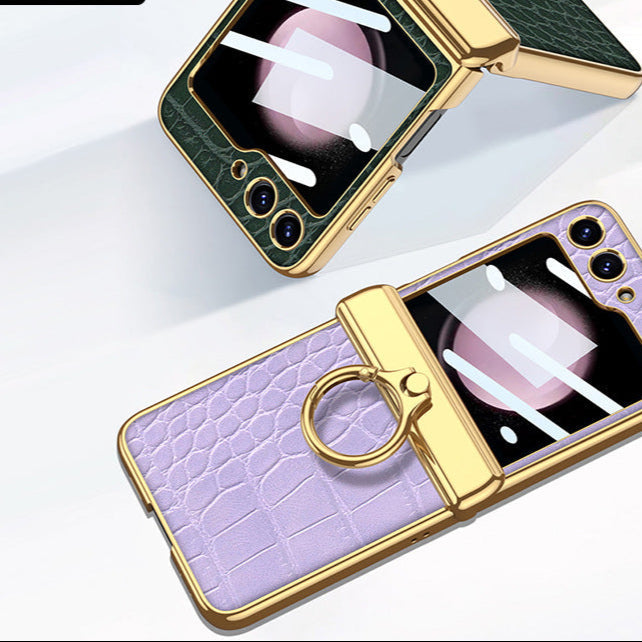 Crocodile Leather Electroplated Case for Samsung Z Flip 5