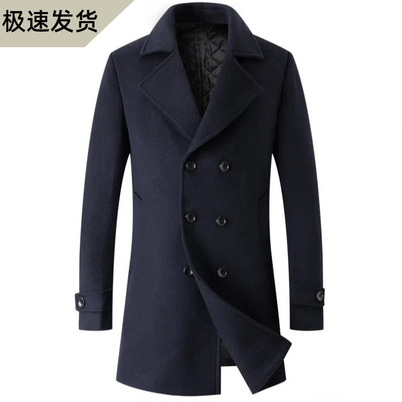 Men’s Thickened Cotton Wool Coat – European Style Lapel