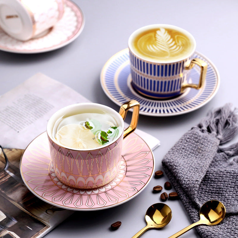 Nuoxuan Gold Ceramic Coffee Cup & Saucer European Style