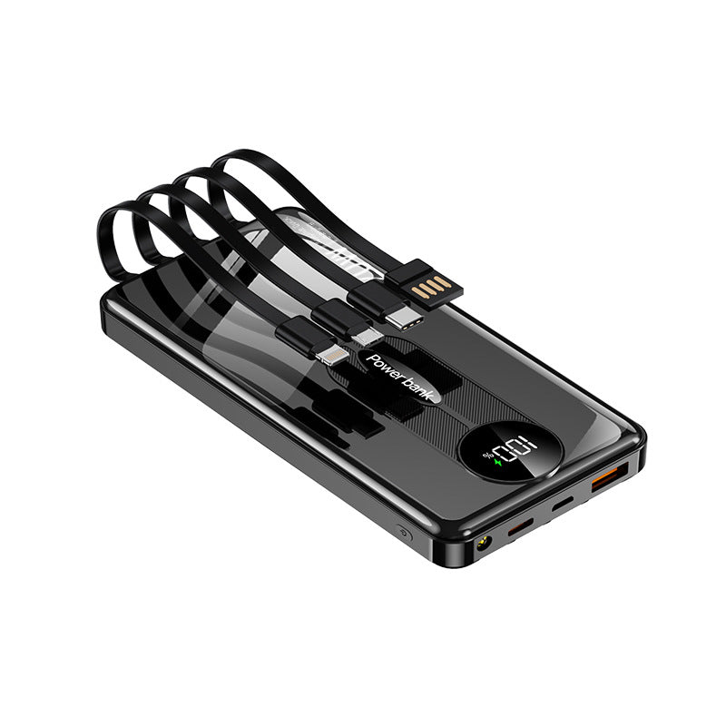 Cross-Border 66W Power Bank – 20,000mAh, Built-in Cables