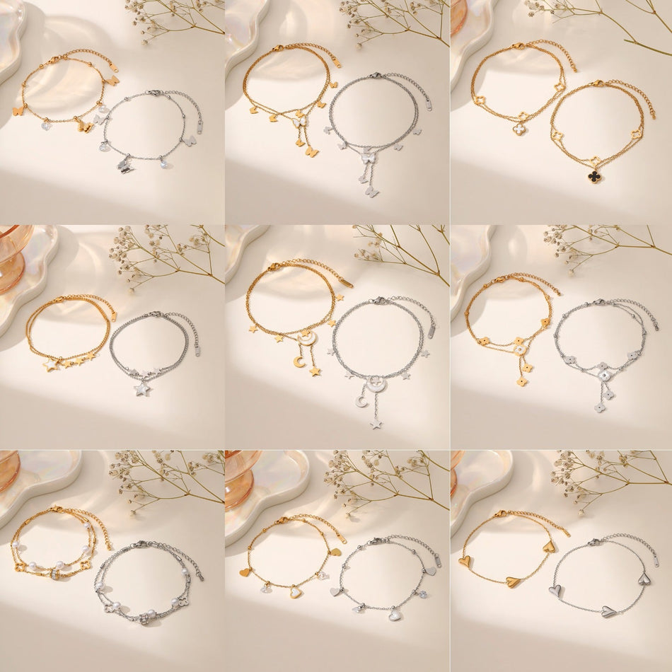 Titanium Steel Peach Heart Moon Anklet – No Fade Style