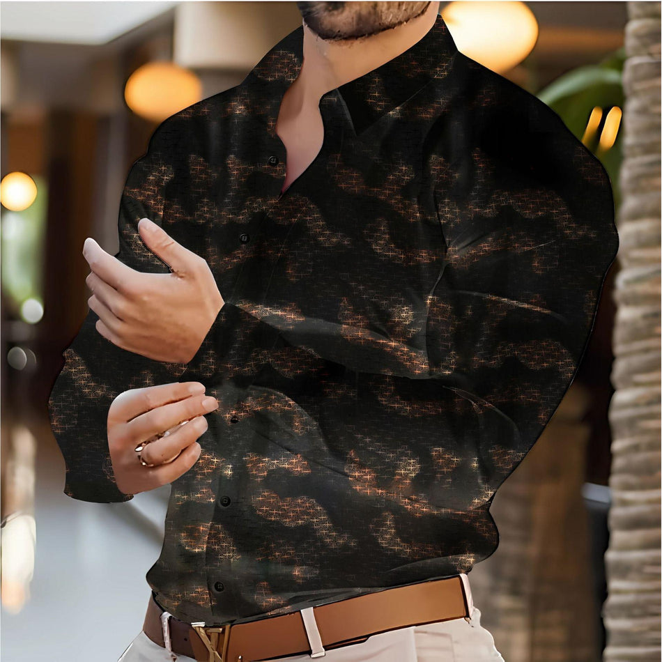 Men’s Gilded Star Shirt | Long Sleeve Printed Casual Top