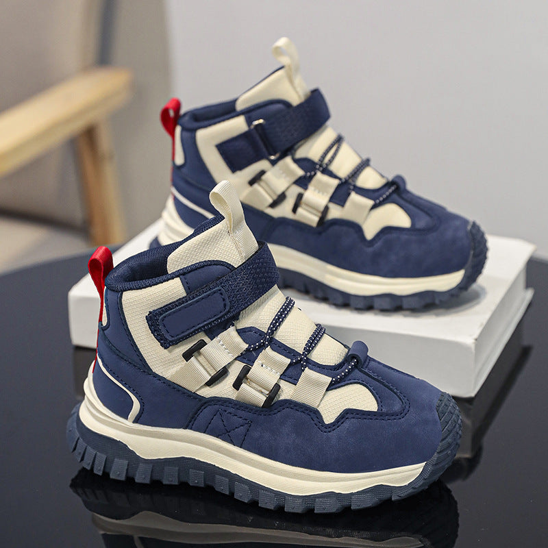 STOCK-Children’s Waterproof Leather High-Top Sneakers Fall/Winter