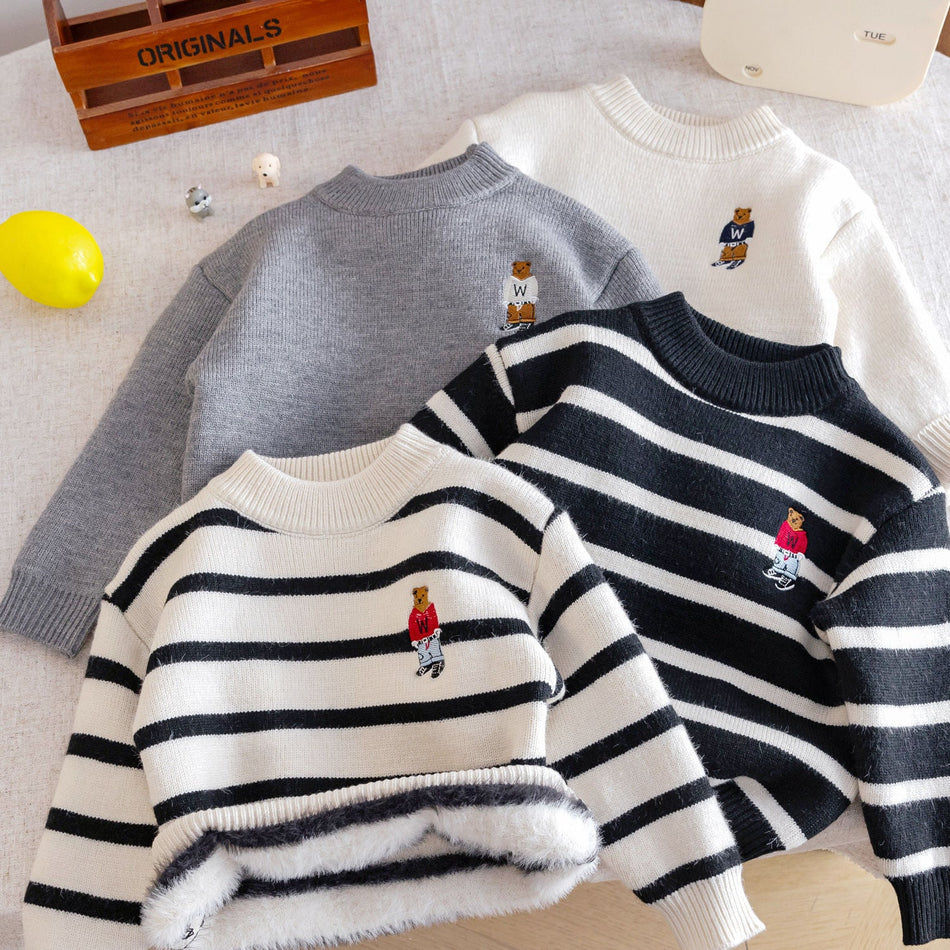 Children’s Velvet Thickened Sweater 2025 Autumn Winter Warm Knit