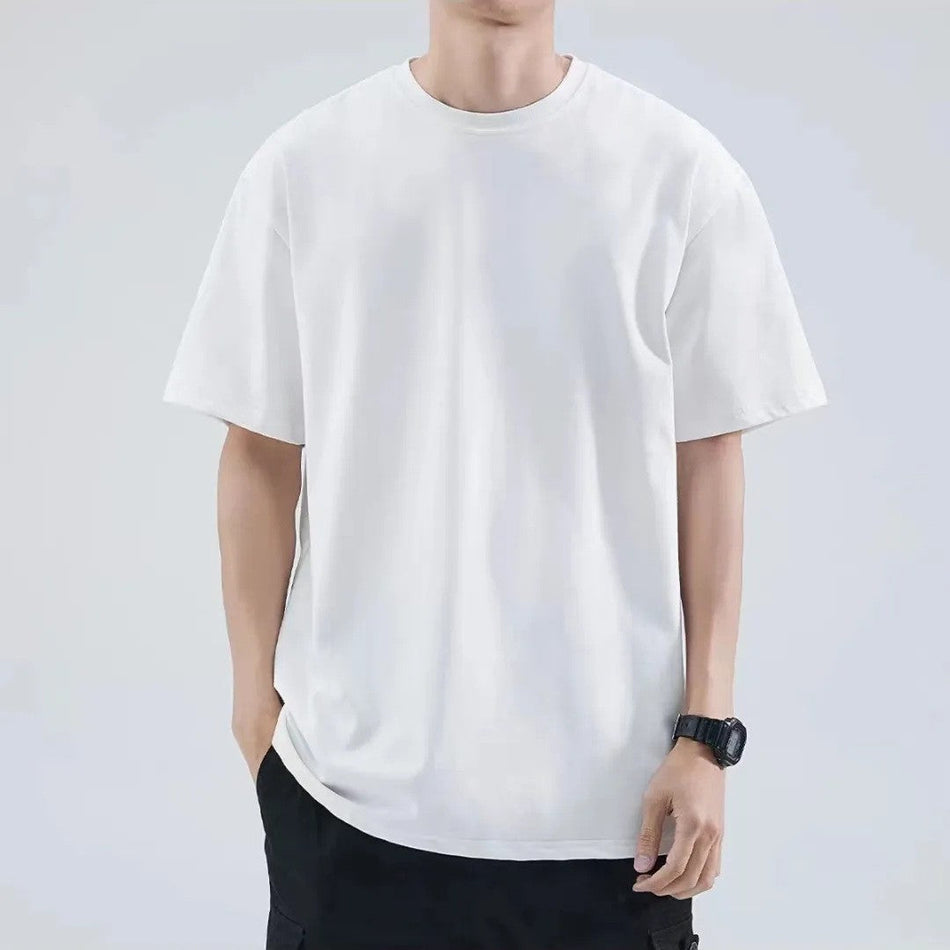 Men’s Heavy Cotton T-Shirt – Loose Round Neck Joker Tee