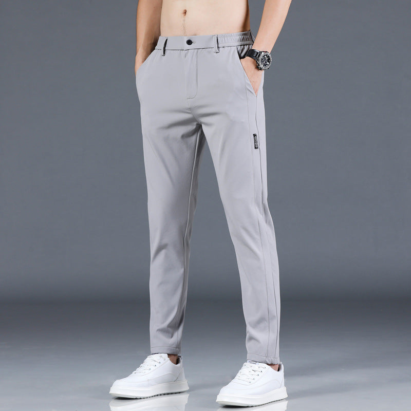 Men’s Ice Silk Thin Summer Straight Pants Casual Fashion