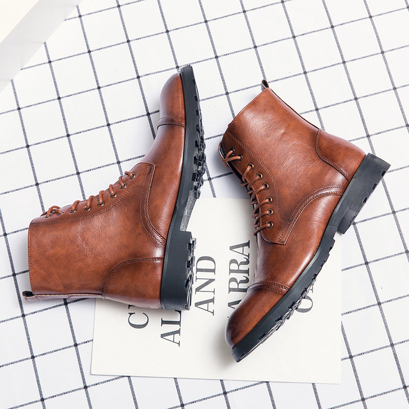 INSTOCK-Men's Stylish High-Top Boots | Brogue Leather Design