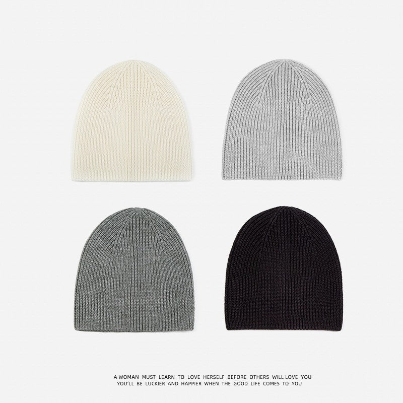 Women’s Autumn Winter Wool Cashmere Knitted Pullover Hat Gray