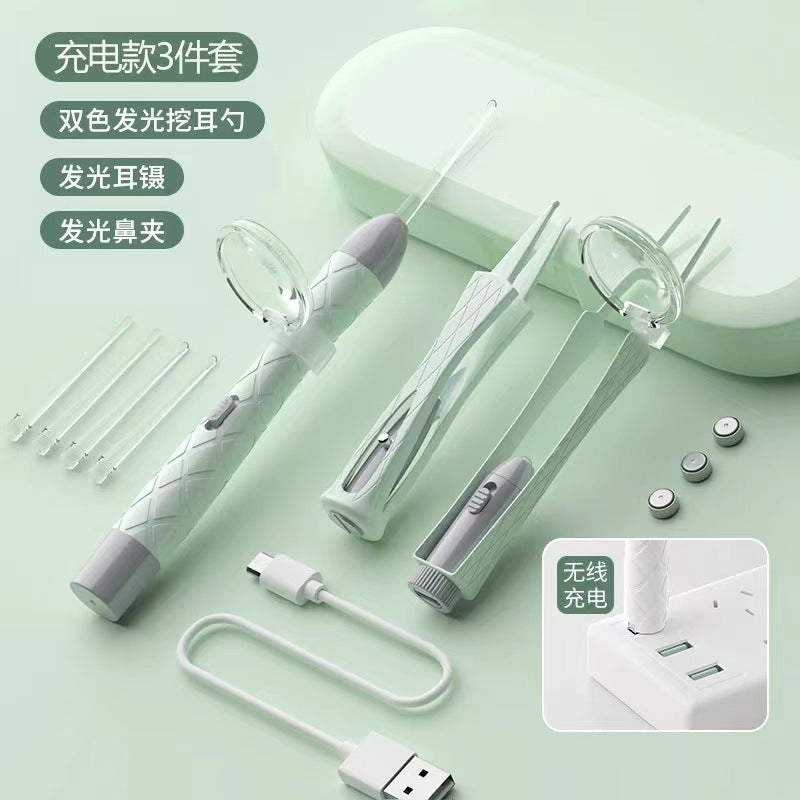 Kids' Visual Luminous Ear Spoon & Clip Set