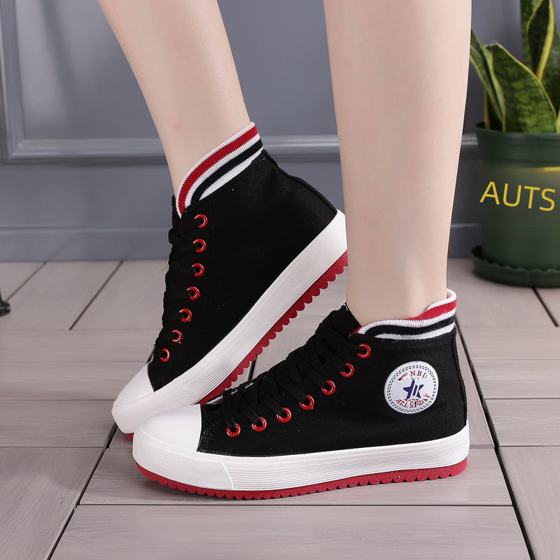 STOCK-Korean Style Women’s High-Top Canvas Sneakers