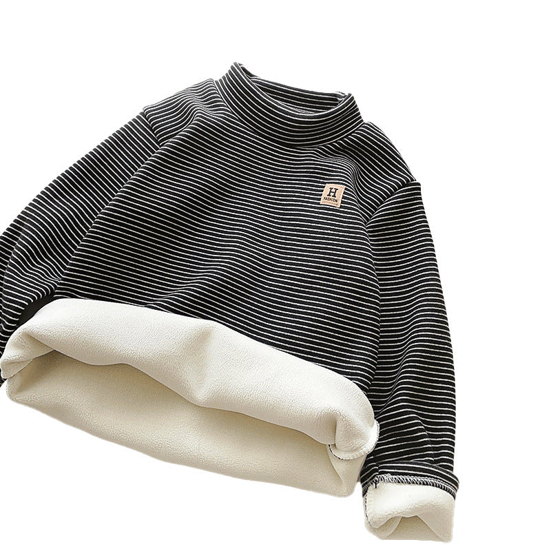 Velvet Bottoming T-Shirt Kids’ Warm Autumn Winter Top