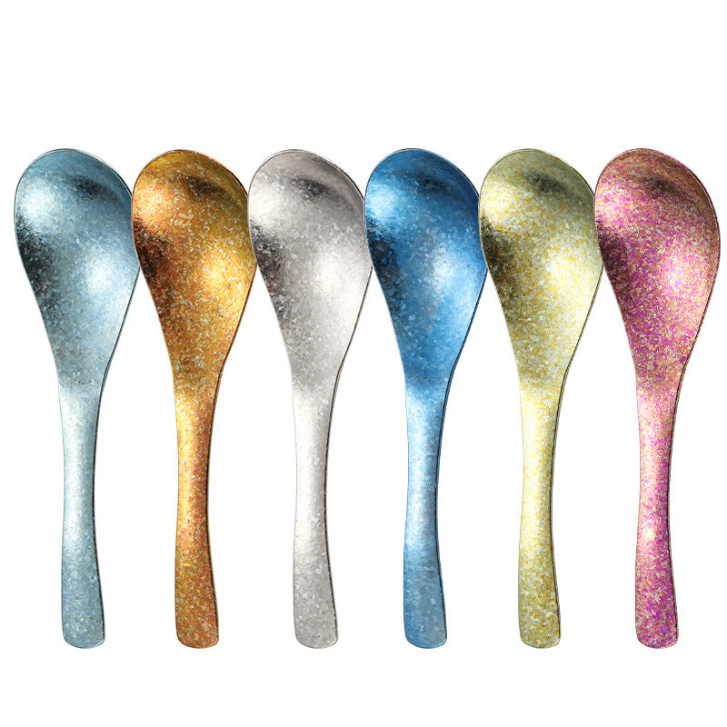 Pure Titanium Soup Spoon Crystal Colorful Luxury Camping