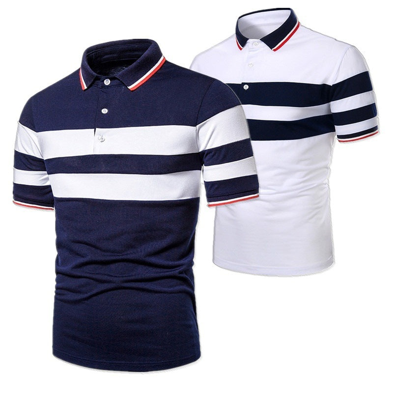 Trendy Two-Tone Striped Men's Polo Shirt – Summer 2023