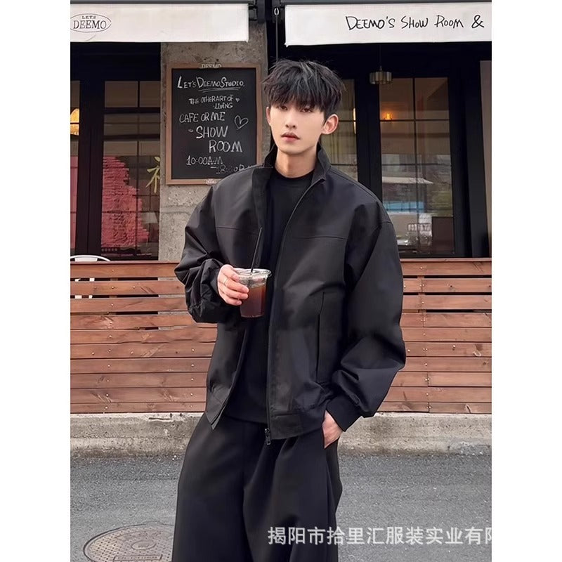 Men’s Three-Proof Aviator Jacket – Vertical Collar Cleanfit Coat