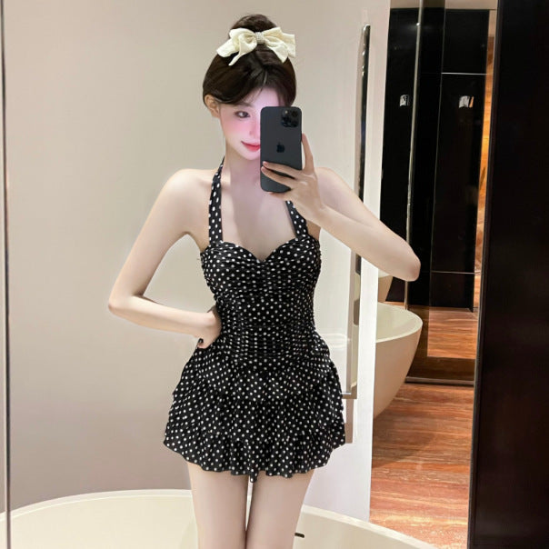 Korean Vintage One-Piece Swimsuit – Slimming Skirt Style