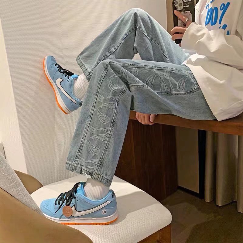 Men’s Korean Style Wide-Leg Jeans | Vintage Loose Fit