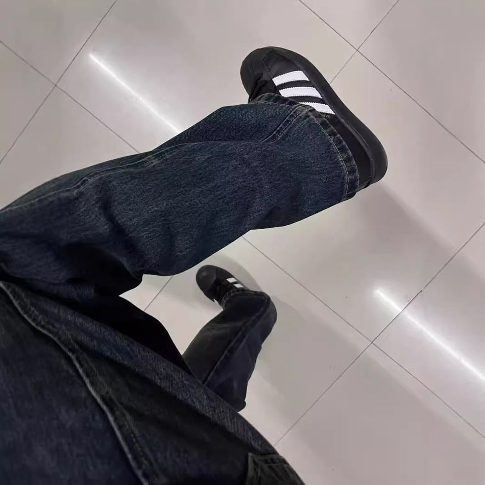 INSTOCK-Men's Retro Casual Jeans – Wide-Leg, Sporty Street Style