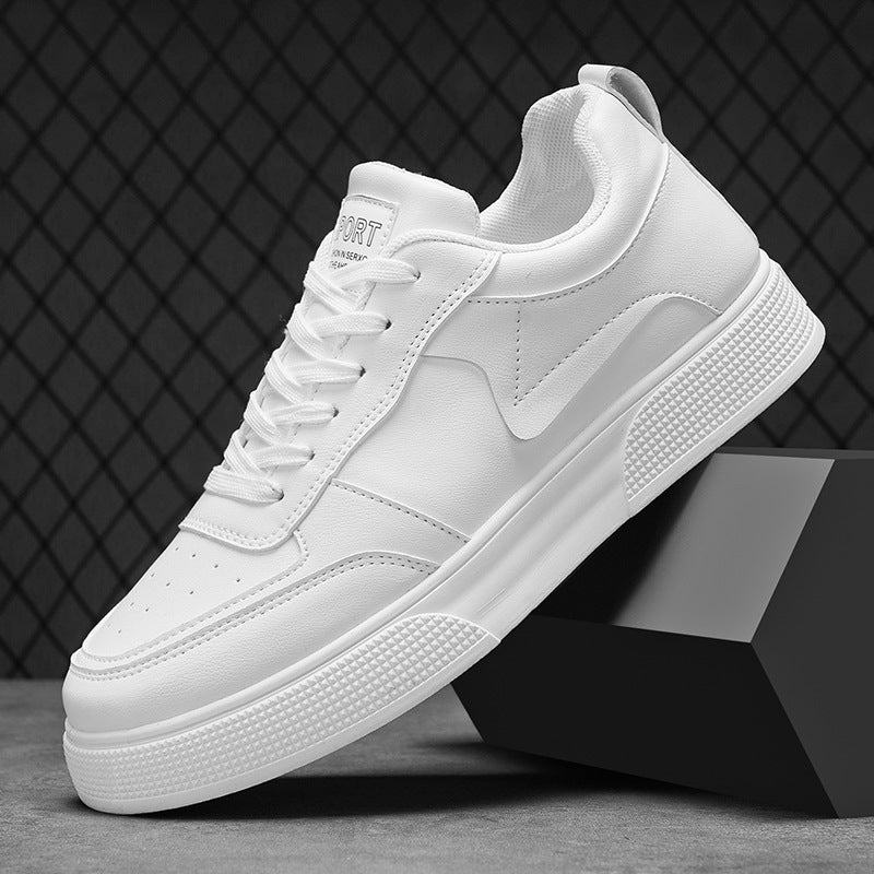 Men’s Thick Sole White Sneakers – Korean Style All-Match Shoes